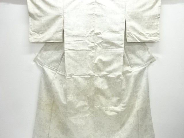 JAPANESE KIMONO / ANTIQUE KIMONO / SILK / TOKAMACHI TSUMUGI / WOVEN FLORAL ARABESQUE